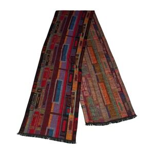 Vintage Vtg Petalura Taos Tiles Cashmere Colorful Scarf Size 12.5x78